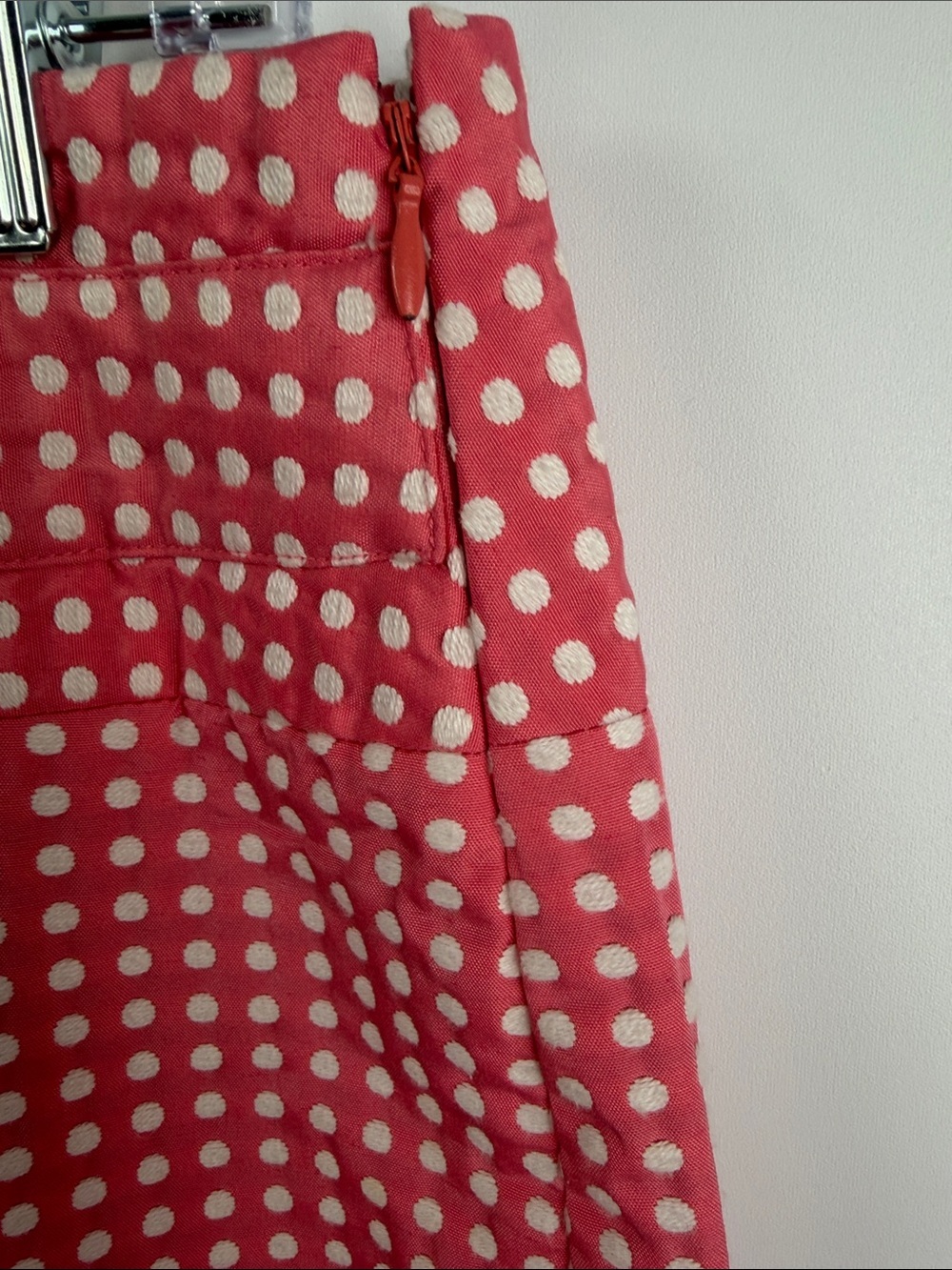 LOFT Pink Polka Dot Bow Waist Pencil Skirt Cotton Blend Size 6 - Picture 4 of 8